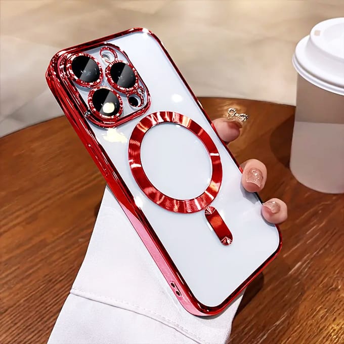 Luxe MagSafe Hoesje voor iPhone 16e – Siliconen met Camera Bescherming en Hoogglans Design - Rood