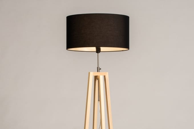 Lumidora Vloerlamp 31130 - LILLE - E27 - Zwart - Naturel - Hout - ⌀ 45 cm