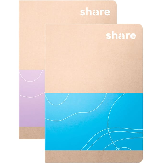 share Notitieboek A6 geblokt pastelblauw-lavendel, 40 vellen