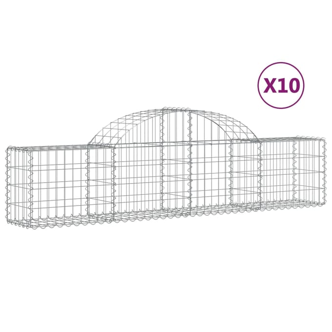 vidaXL - Schanskorven - 10 - st - gewelfd - 200x30x40/60 - cm - gegalvaniseerd - ijzer
