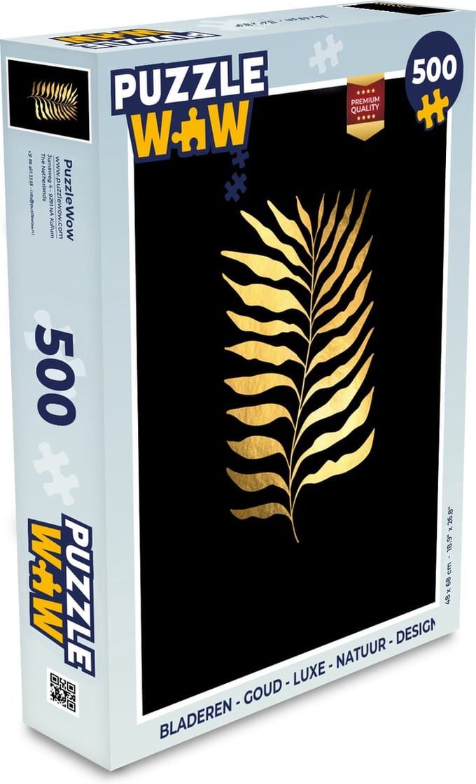 Puzzel Bladeren - Goud - Luxe - Natuur - Design - Legpuzzel - Puzzel 500 stukjes