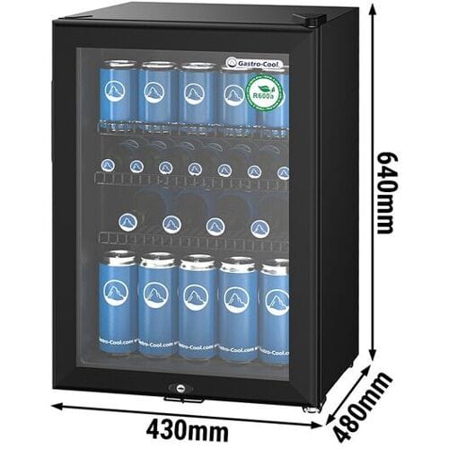 GASTRO-COOL Minibar koelkast - 430mm - 62 liter - 1 glazen deur - Zwart zwart