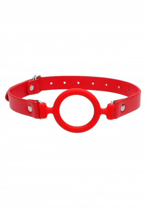 Ouch Siliconen Ring Gag - Met Leren Bandjes - Rood