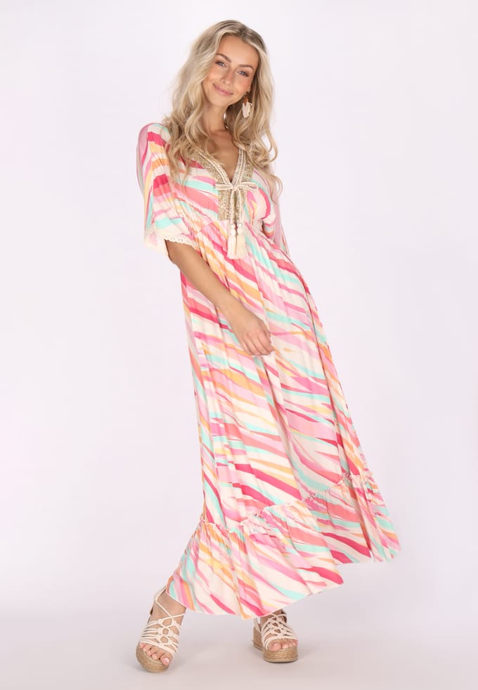 IZIA Jurk Dames Roze Veelkleurig
