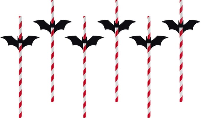 PartyDeco - Rietjes Vleermuis Halloween 6 stuks