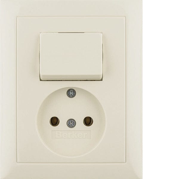Hager Berker Wandcontactdoos met randaarde met omkeerschakelaar - 6143668982 - E3H9M