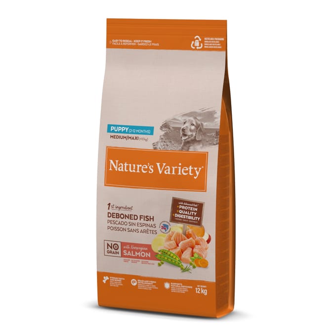 Nature's Variety No Grain Puppy Medium/Maxi Zalm - 12 kg