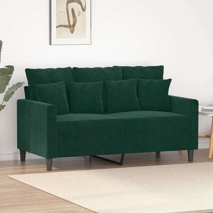 Vidaxl Bank 2-Persoons, Donkergroen, 120 Cm, Bekleed met Fluweel