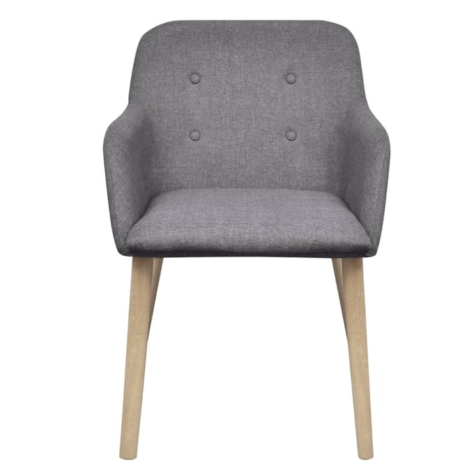 vidaXL - Eetkamerstoelen - 4 - st - stof - en - massief - eikenhout - donkergrijs