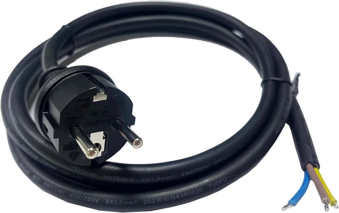 2m Stroomkabel H07RN-F 3x1,5mm Rubberen Aansluitkabel met Schuko Aansluiting voor Micro-omvormers