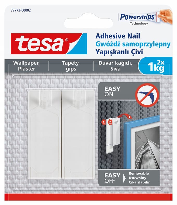 Tesa - Zelfklevende Spijker - Tapeten Pleisterwerk - 1 kg - Wit