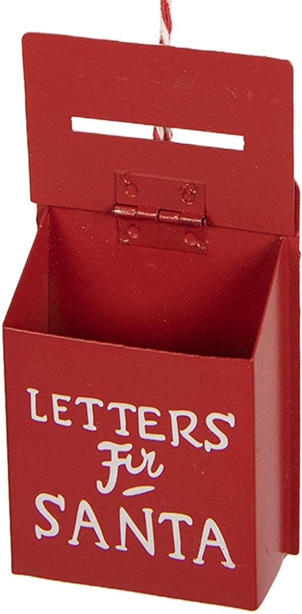 Clayre & Eef Kersthanger Brievenbus 5x3x8 cm Rood Metaal
