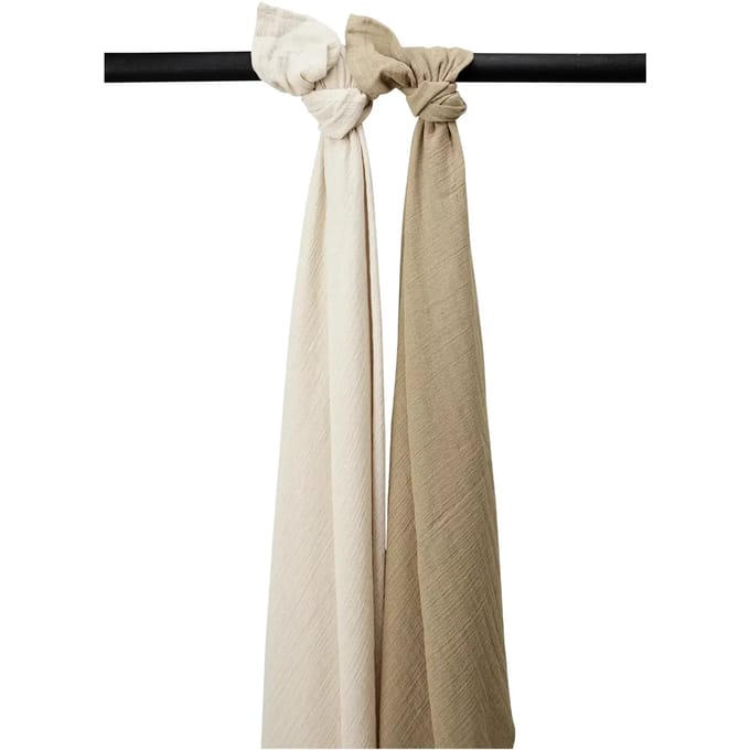 Meyco Baby Uni swaddle - 2-pack - pre-washed hydrofiel - soft sand/taupe - 120x120cm
