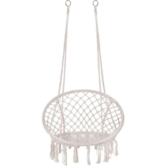 Springos Hangstoel | Binnen & Buiten | Belastbaar tot 150 kg | 120 x 79 cm | Crème
