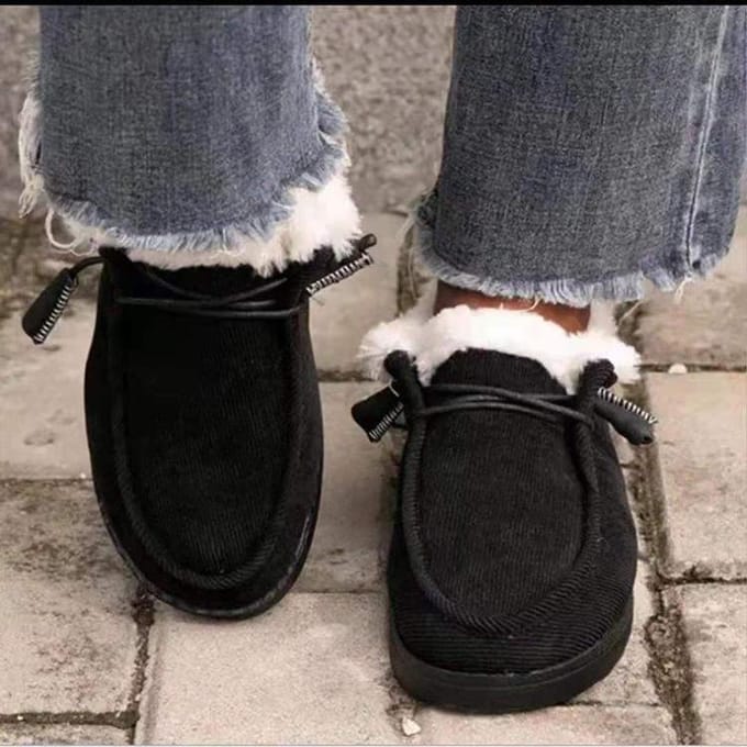 Mocassins en coton épais à semelle épaisse pour femmes 35 noir