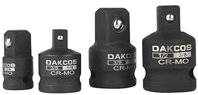 Impact Socket Adapter Set 4 Stuks - 1/4" naar 3/8", 3/8" naar 1/4", 3/8" naar 1/2", 1/2" naar 3/8"