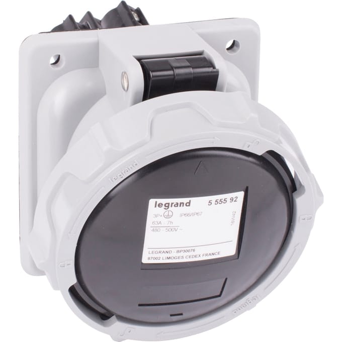 Legrand inbouwstopcontact 500V 63A 3P+A IP67 P17 Tempra - 555592