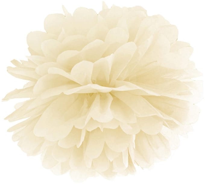 PARTYDECO - Crème zijdepapier pompon om op te hangen 25 cm