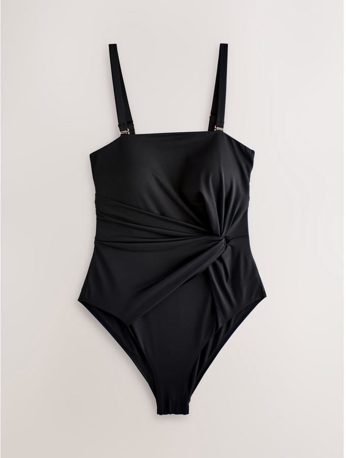 Next - Dames - Gedraaid buikbedekkend bandeau-badpak - Zwart