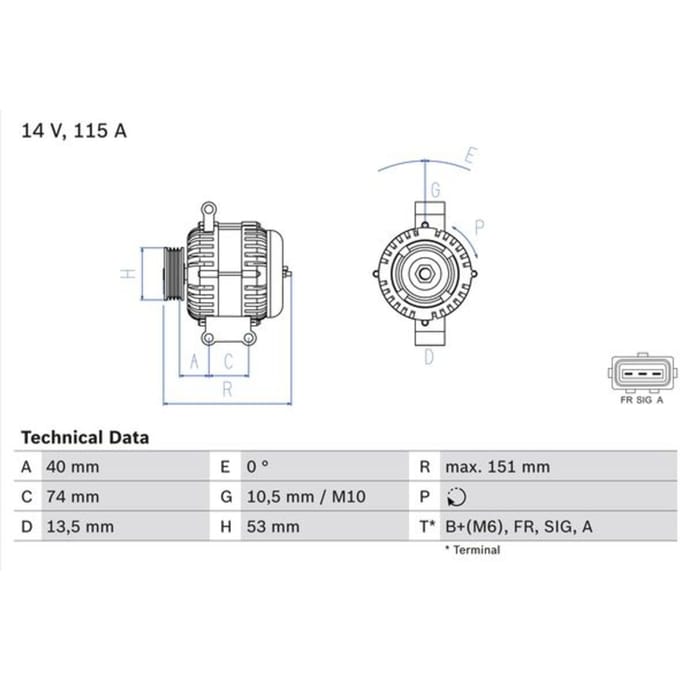 Driefasige generator BOSCH 0 986 049 460