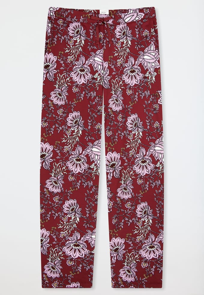 SCHIESSER dames Mix+Relax Pantalon - dames loungebroek - donkerrood dessin