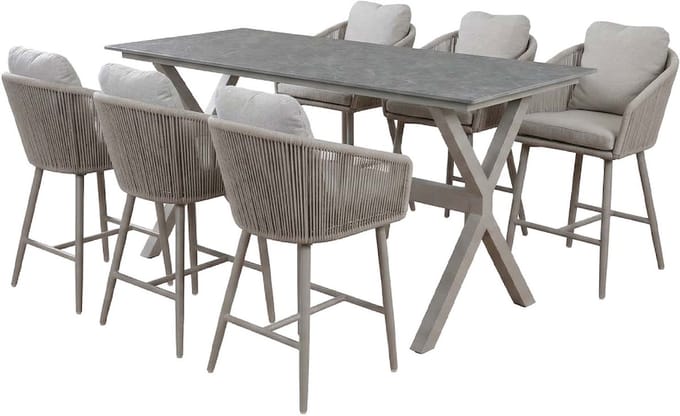 Barset Alezio/Barletta | 6 personen | Rechthoekig 200 cm | Rope & kunststof
