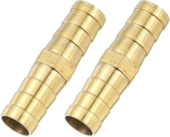 Hose Connector 10 mm, Messing Dubbele Nippel Koppeling, 2 Stuks, Tuinslang Aansluitingen voor Gas- en Luchtleidingen