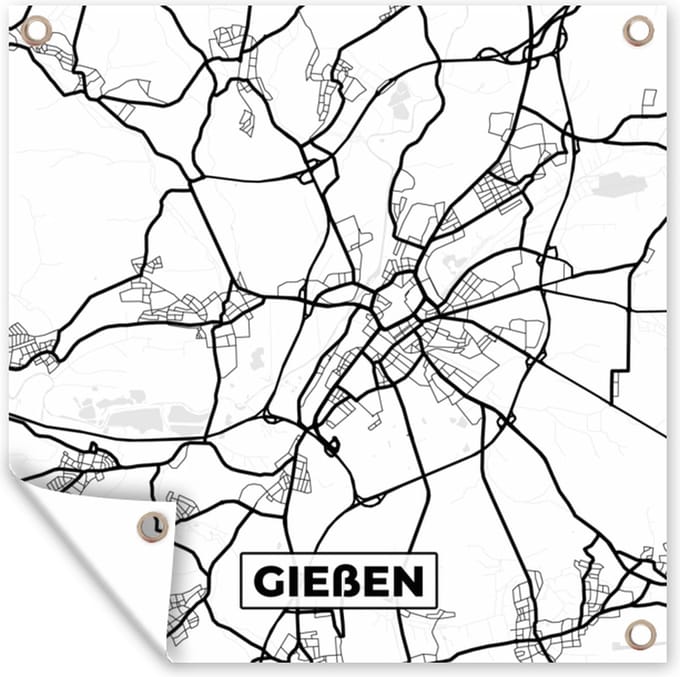 Tuindoek Gießen - Plattegrond - Kaart - Stadskaart - 100x100 cm