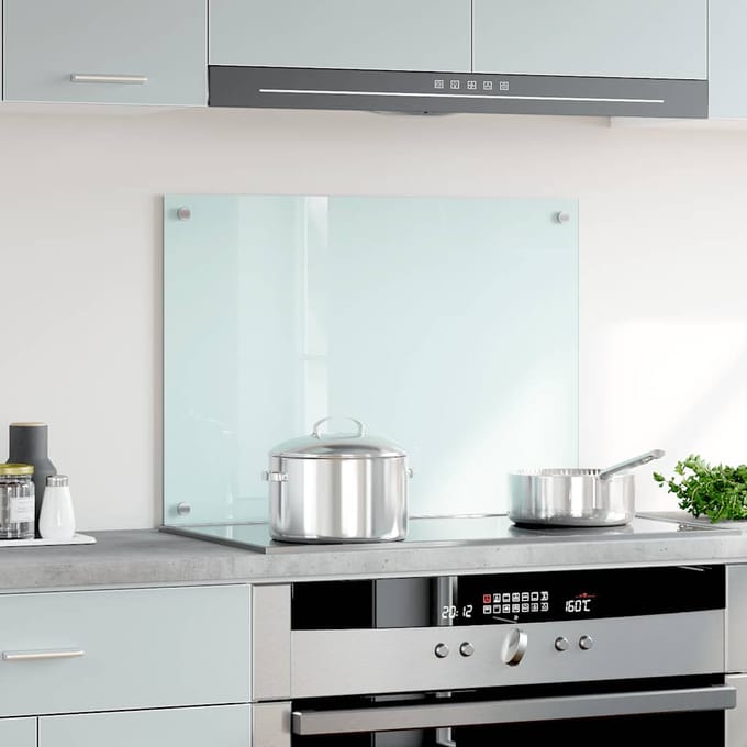 vidaXL - Spatscherm - keuken - 70x50 - cm - gehard - glas - melkwit