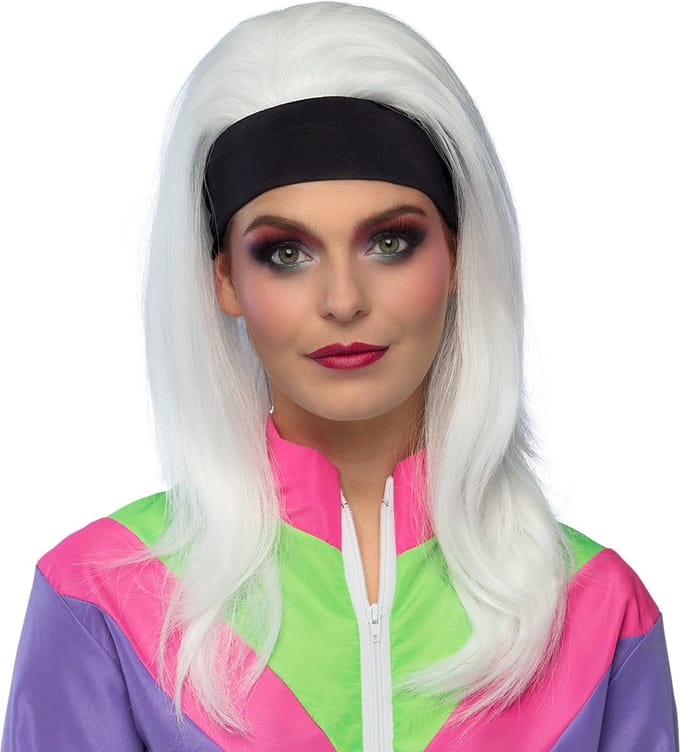 Boland - Pruik Retro babe Wit - Steil - Lang - Vrouwen - Danser/danseres - 80's & 90's - Disco