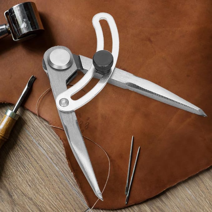 Leder Krasnaald Afstandskompas Markeergereedschap Leerbewerking Lijntekening Roterend Gereedschap 100mm gray