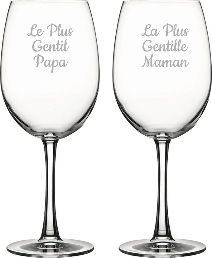 Rode wijnglas gegraveerd - 46cl - Le Plus Gentil Papa & La Plus Gentille Maman