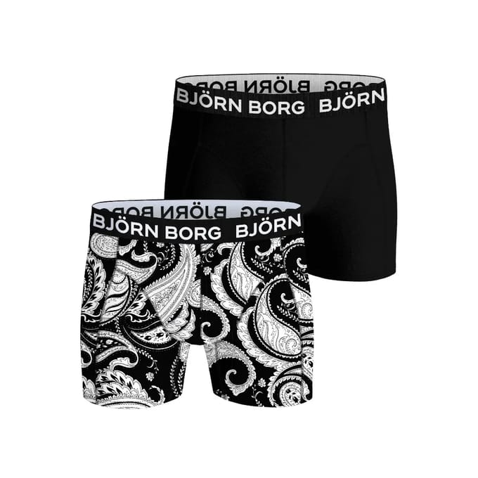 Björn Borg Bamboo Cotton Blend boxers - heren boxers normale lengte (2-pack) - zwart - print
