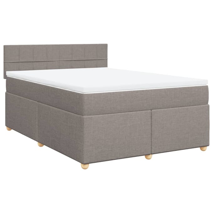 vidaXL - Boxspring - met - matras - stof - taupe - 160x200 - cm
