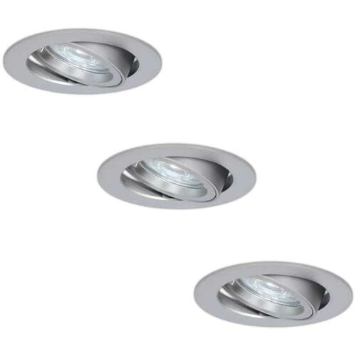3x HOFTRONIC Jose - Kantelbare inbouwspot - LED - Rond zaagmaat 85mm - RVS - Dimbaar - 5 Watt - 350 lumen - 230V - 6400K Daglicht wit - Verwisselbare GU10 - Plafondspots - Inbouwspot voor binnen - 2 jaar garantie