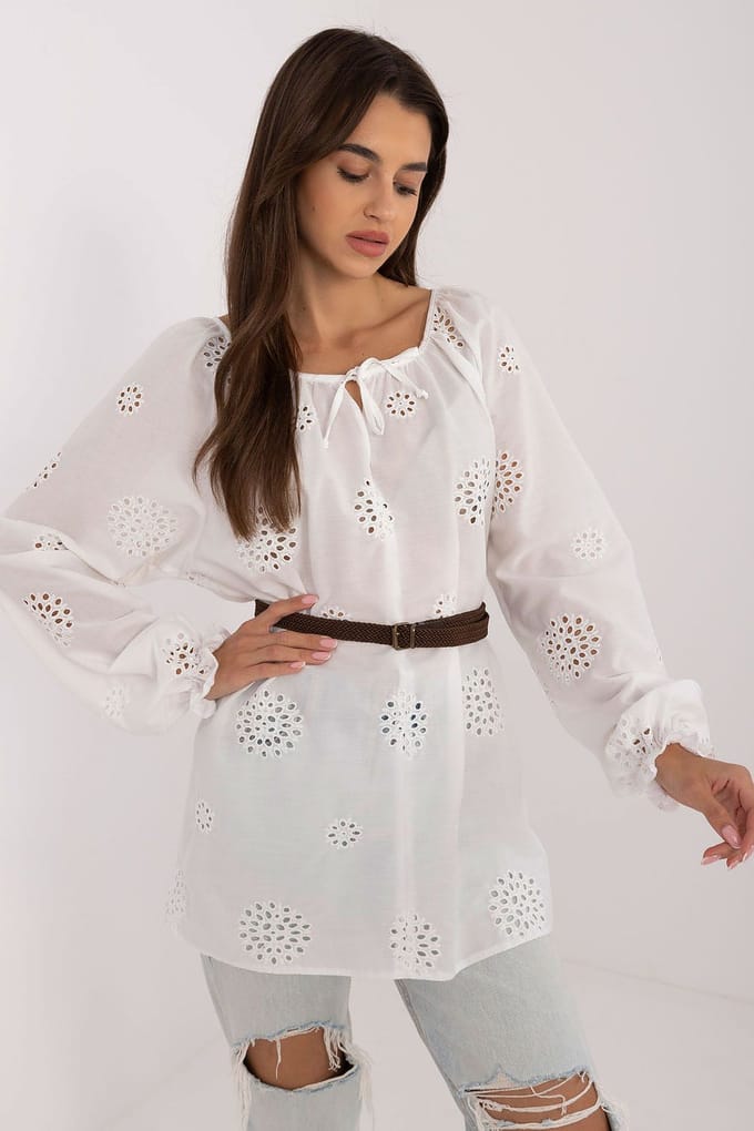 Rosé Poise Blouse - Weiß / L/XL