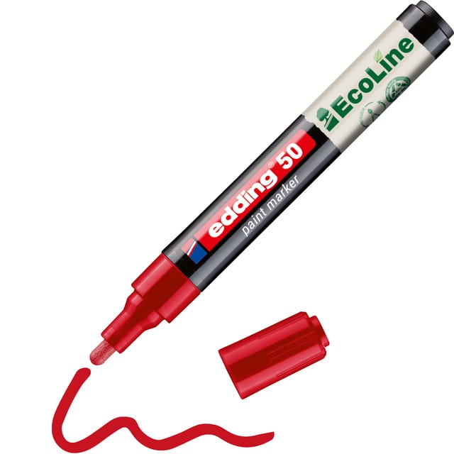 Edding EcoLine Olieverf Marker Rood 2-3 mm - Duurzaam en Milieuvriendelijk