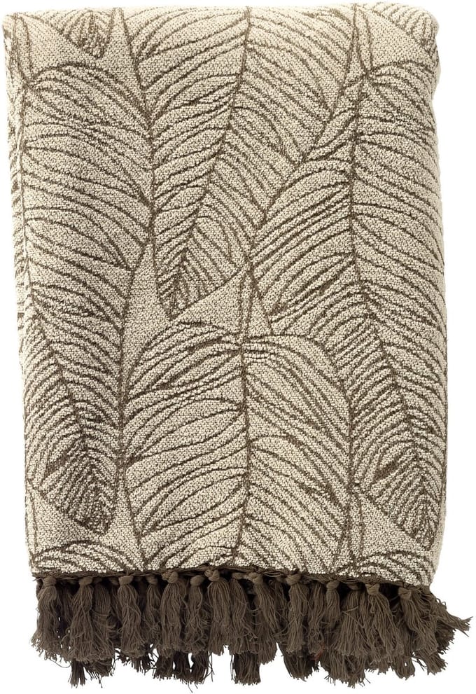 Dutch Decor - MILAD - plaid 140x180 cm - bladmotief - Military Olive - groen