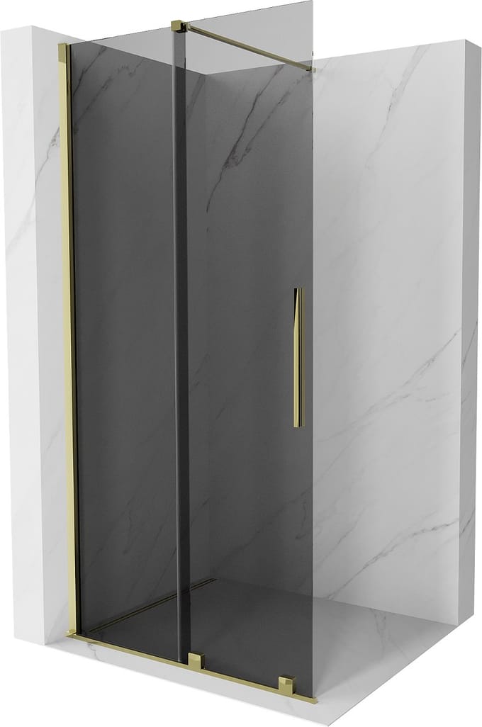 Mexen Velar schuifbare inloopdouchewand 110 x 200 , grafiet 8 mm, goud - 871-110-000-43-50