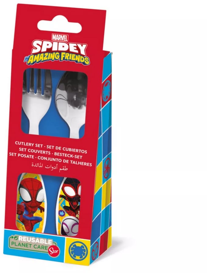 Spiderman Spidey & Friends metalen bestekset - 2 stuks