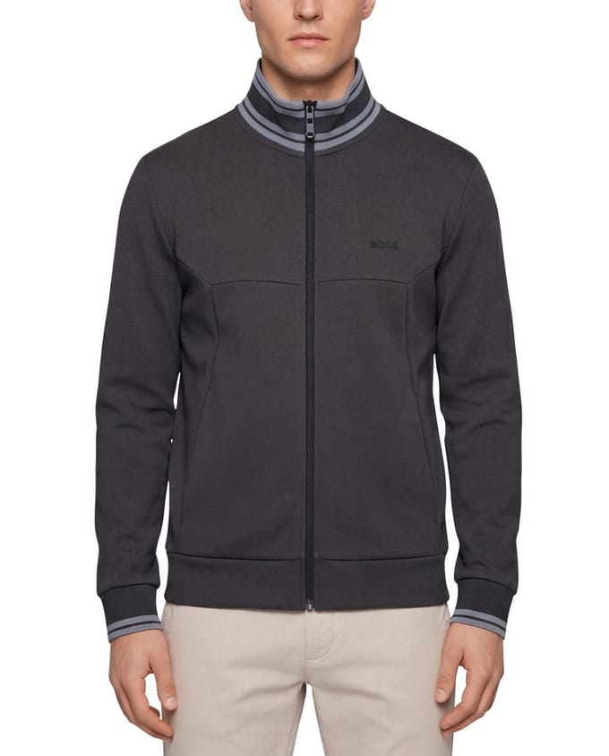 BOSS Green F Zone Track Top Dark Grey