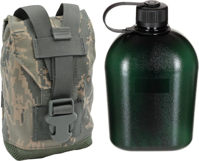MFH US Veldfles Gen II 1QT met Molle tas ABU camo, BPA vrij
