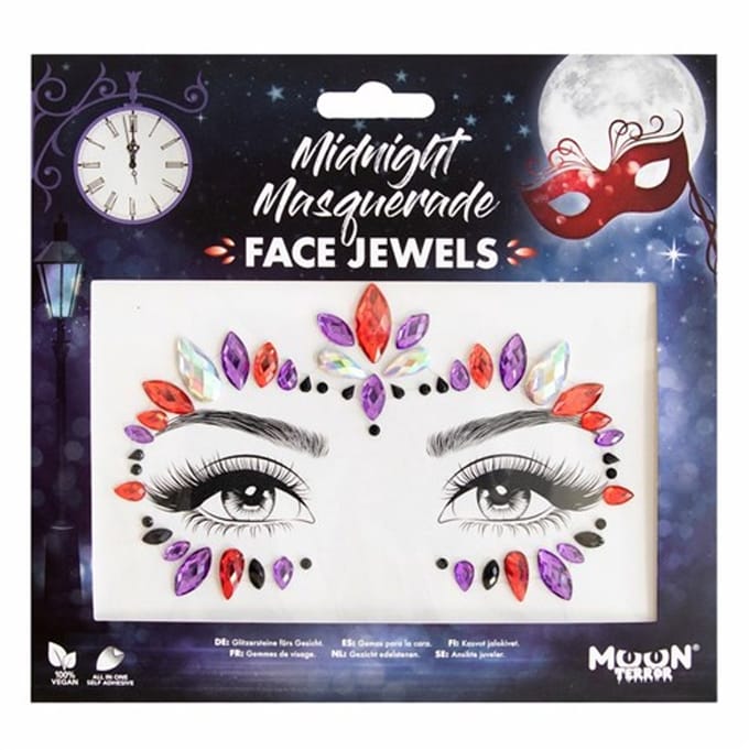 Moon Creations - Moon Terror Midnight Masquerade Face Jewel Diamond Sticker - Paars/Rood