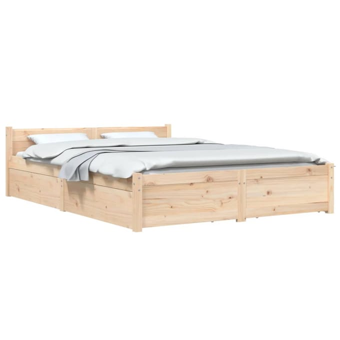 vidaXL - Bedframe - met - lades - wit - 135x190 - cm