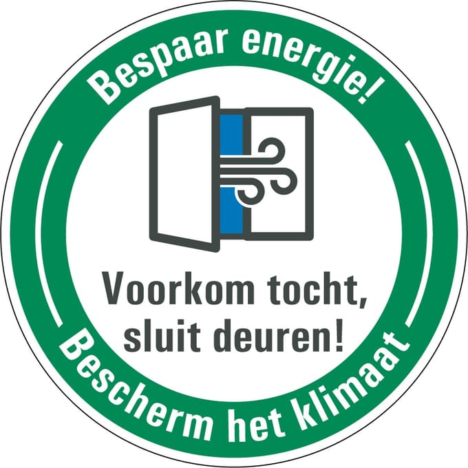 Energie besparen sticker sluiten deuren 100 mm