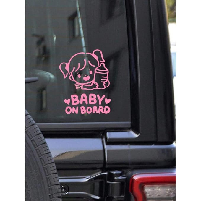 1 autocollant de voiture Bébé à bord one-size rose