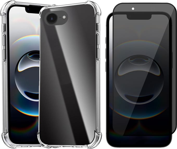 Hoesje geschikt voor iPhone 16e - Privacy Screenprotector Volledig Dekkend Glas - Shockproof Transparant