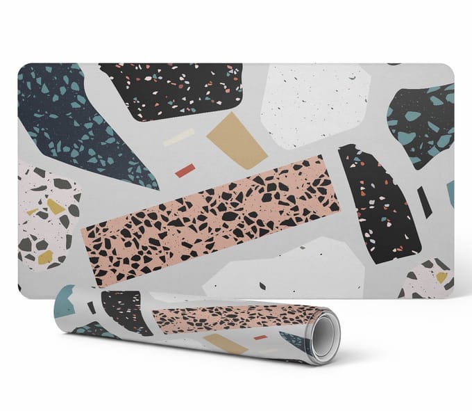 Antislip bureauonderlegger met abstract mozaïekpatroon, 90x45 cm