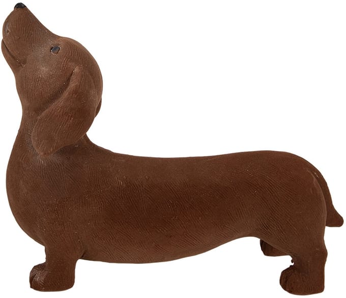 Clayre & Eef Decoratie Beeld Hond 40x14x33 cm Bruin Keramisch materiaal Teckel