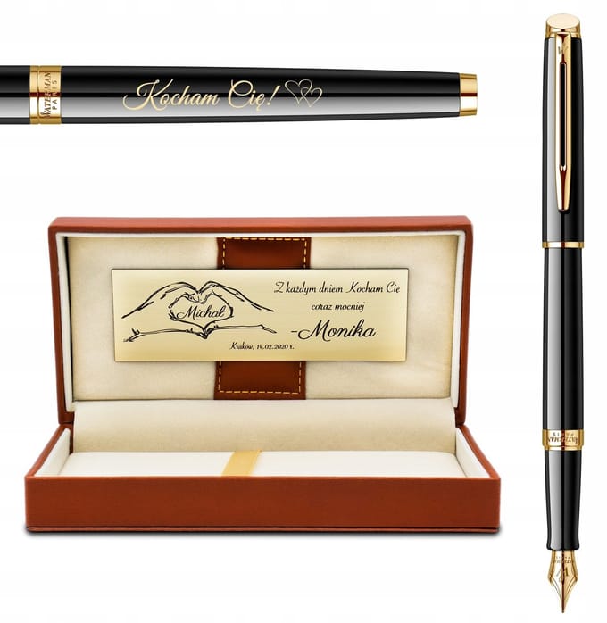 Waterman Hemisphere Vulpen Zwart met Gravure & Luxe Doos